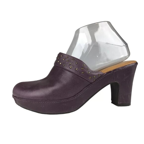 Easy Spirit Womens Purple Payden Leather Slip On Block Heels Mule‎ Size US 7.5 M - Picture 2 of 11